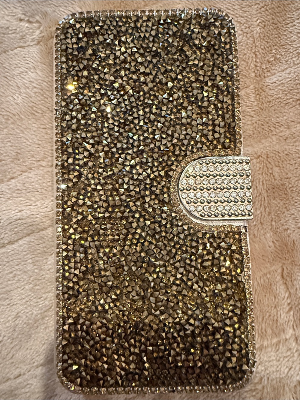 Glitter Rhinestone Wallet I-Phone 7 Plus Case - Gold - Picture 3 of 8